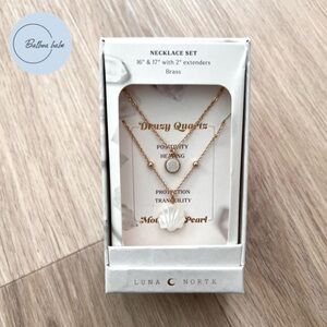 Luna Norte Druzy Quartz and Mother of Pearl Double Necklace